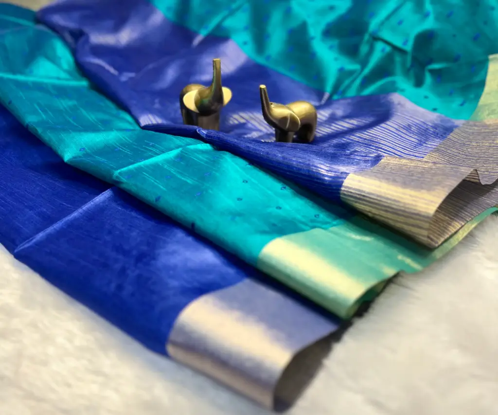 True Blue Paisley Bordered Saree 