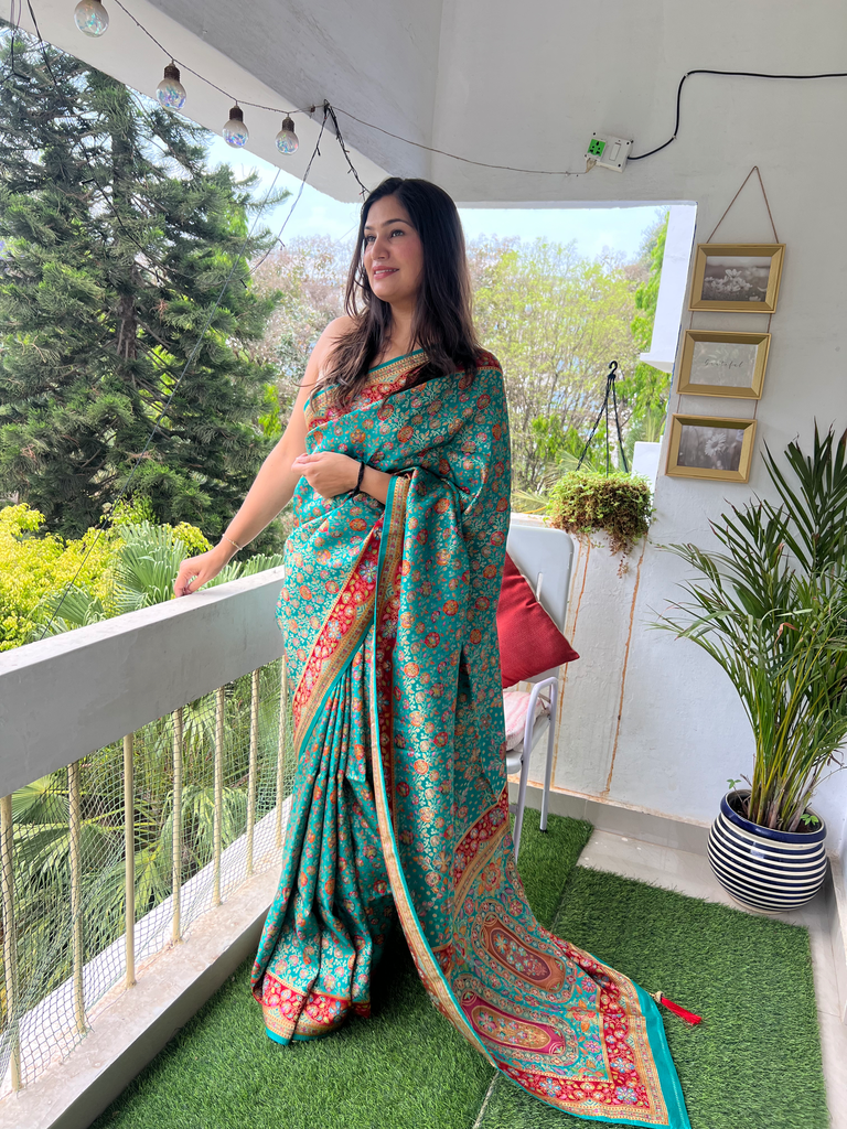 Brocade kani silk saree.